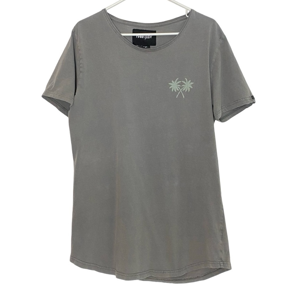 Nana Judy Tshirt Tunic Womens Size Large Palm Tree Beach Gray
